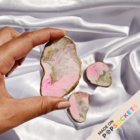 Agate Geode Inspired Resin Phone Grip – Light Pink