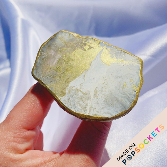 Agate Geode Inspired Resin Phone Grip – White