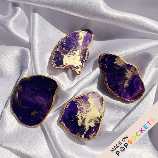 Agate Geode Inspired Resin Phone Grip – Purple