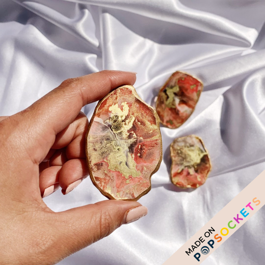 Agate Geode Inspired Resin Phone Grip – Coral