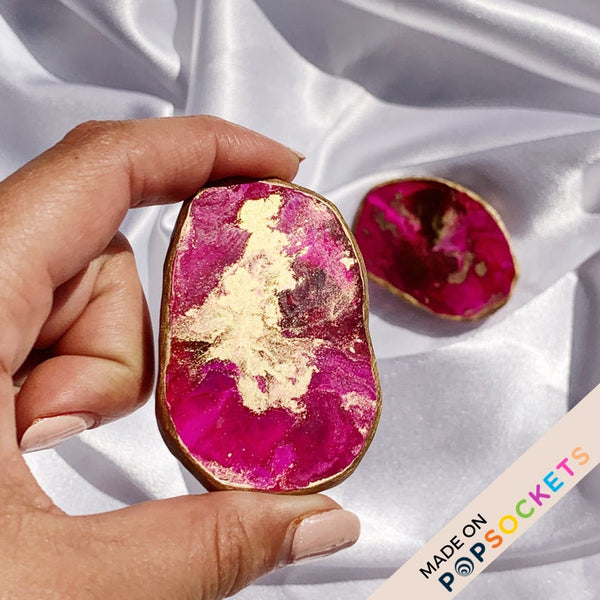 Agate Geode Inspired Resin Phone Grip – Pink