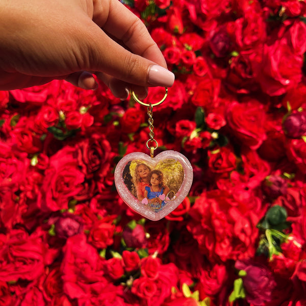 Custom Photo Heart Shaker Keychain