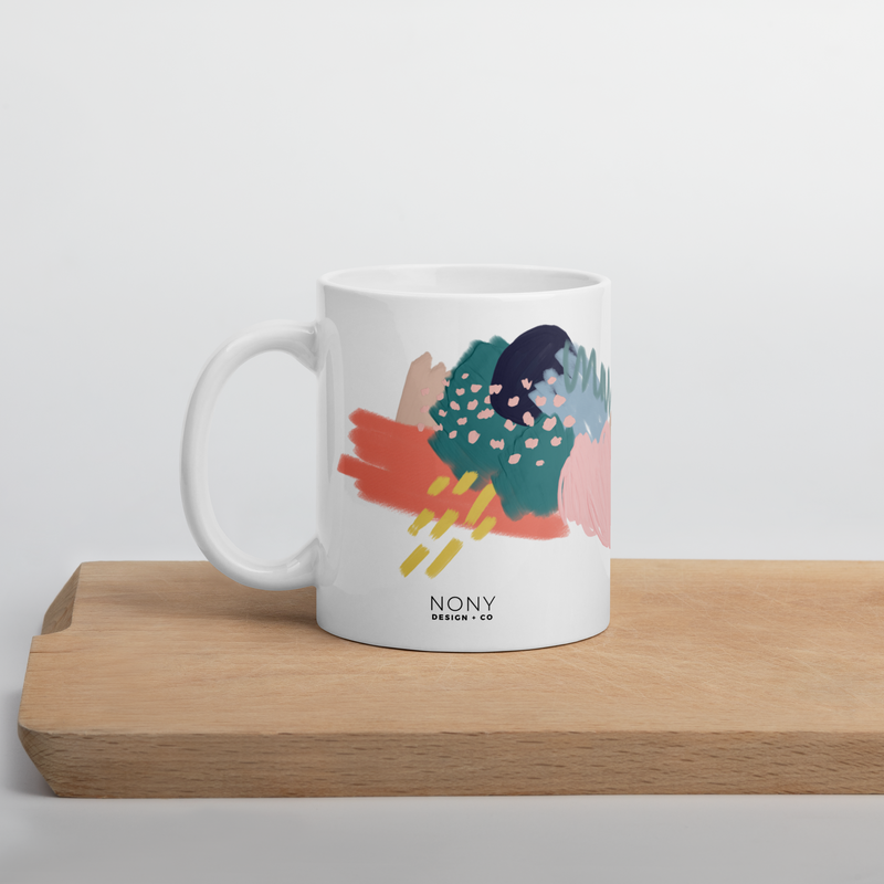 Mod Abstract White glossy mug