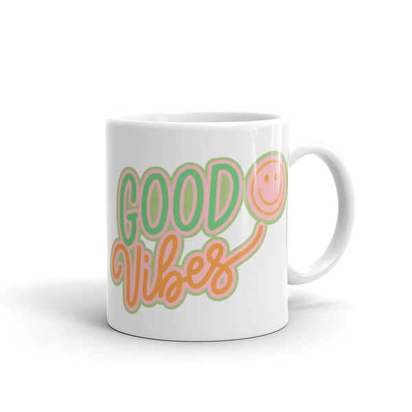 Good Vibes White glossy mug