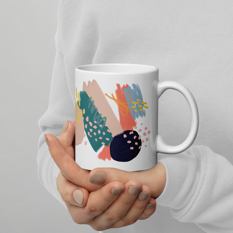 Mod Abstract White glossy mug